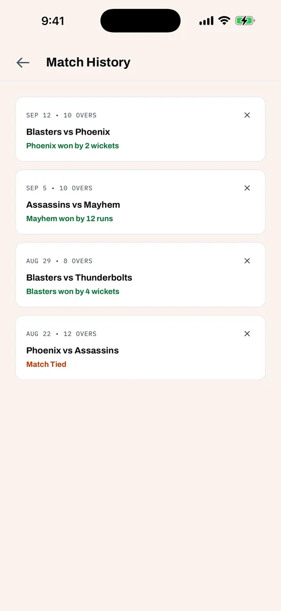 Match History, light mode
