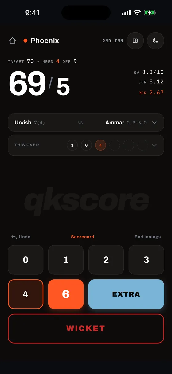 Scoring HUD in Dark Mode