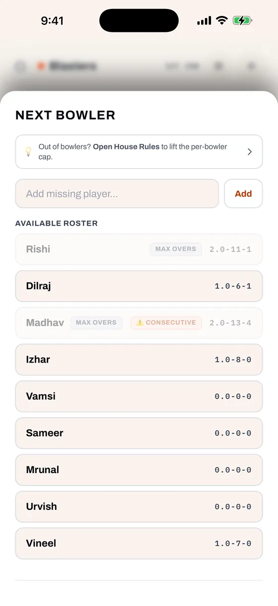 Player Swap Modal, light mode