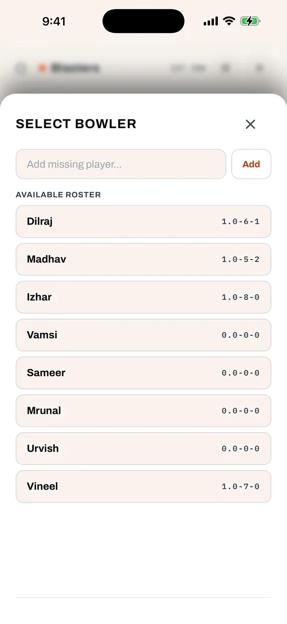 Selecting replacement bowler, light mode