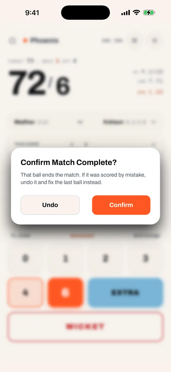 Confirm Match Complete Modal, light mode