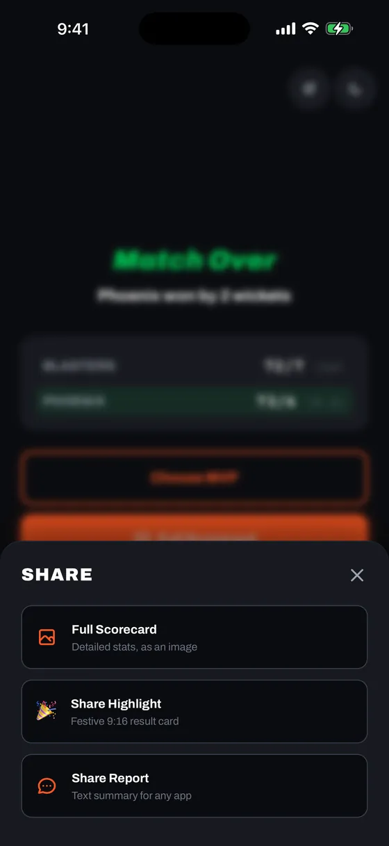 Share Picker Modal, dark mode